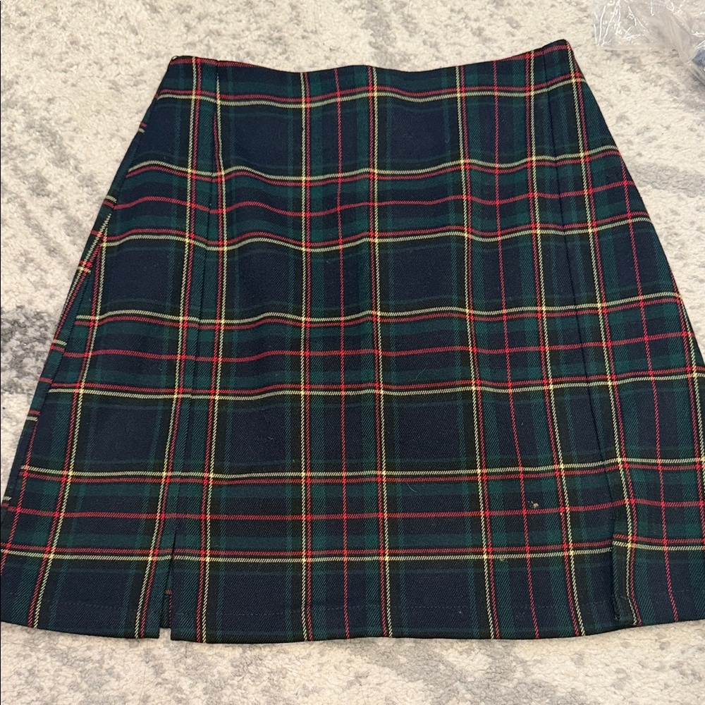Brandy Melville Navy and Red Plaid A-Line Skirt